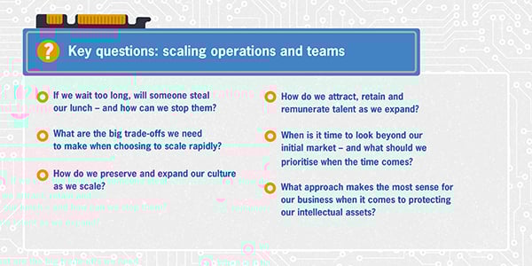Key questions: scaling operations and teams