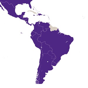 Map of Latin America area
