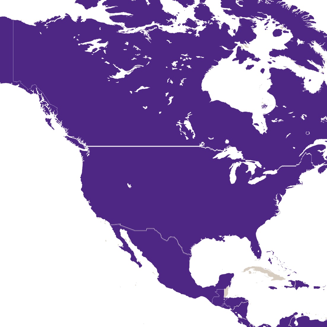 Map of North America area